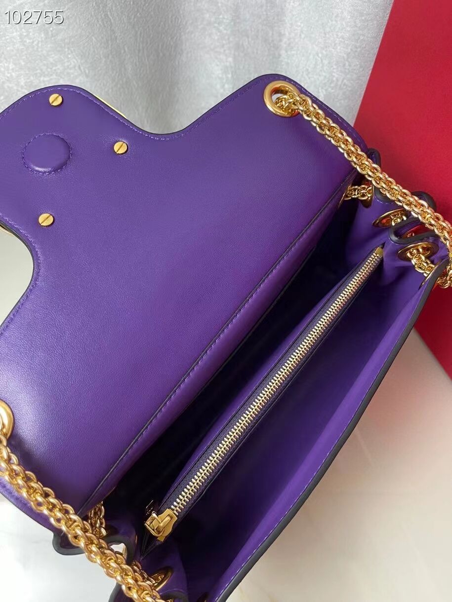 VALENTINO GARAVANI Stud Sign nappa Shoulder Bag NL098 purple