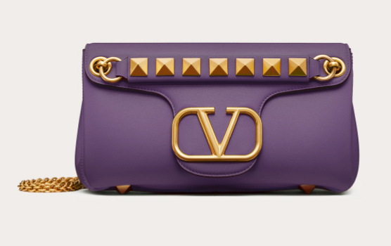 VALENTINO GARAVANI Stud Sign nappa Shoulder Bag NL098 purple