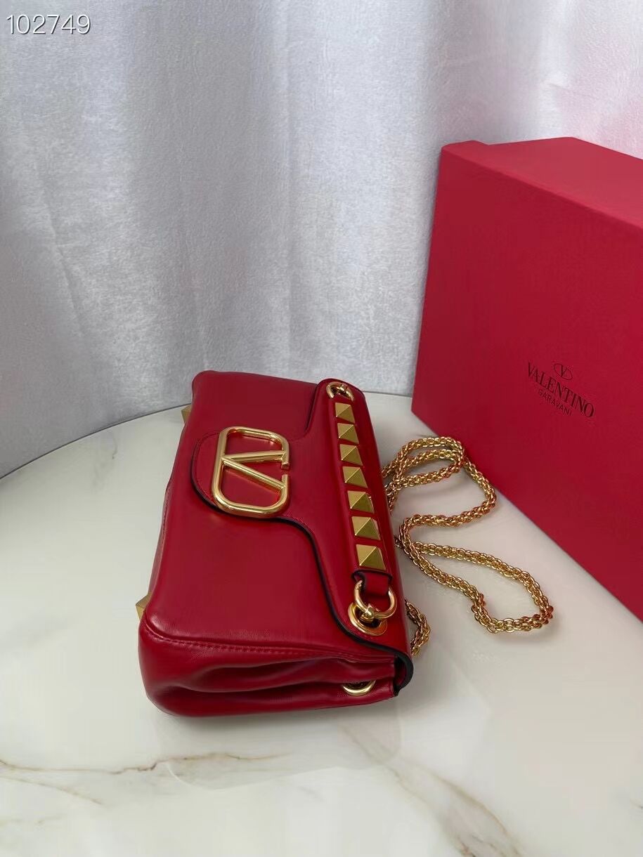 VALENTINO GARAVANI Stud Sign nappa Shoulder Bag NL098 red