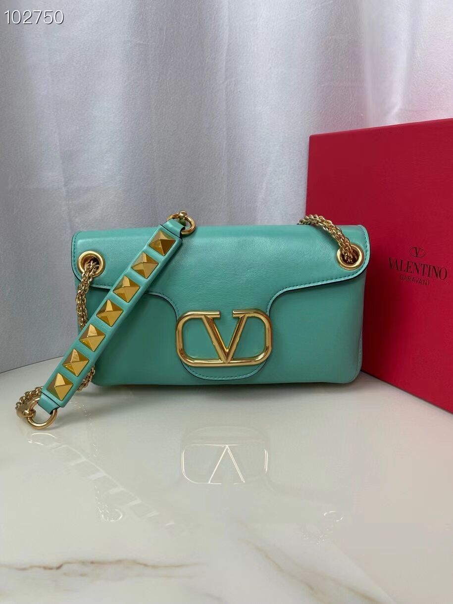 VALENTINO GARAVANI Stud Sign nappa Shoulder Bag NL098 sky blue