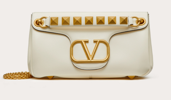 VALENTINO GARAVANI Stud Sign nappa Shoulder Bag NL098 white