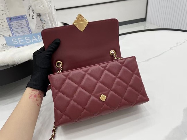 Chanel Flap Lambskin Shoulder Bag AS2557 Burgundy