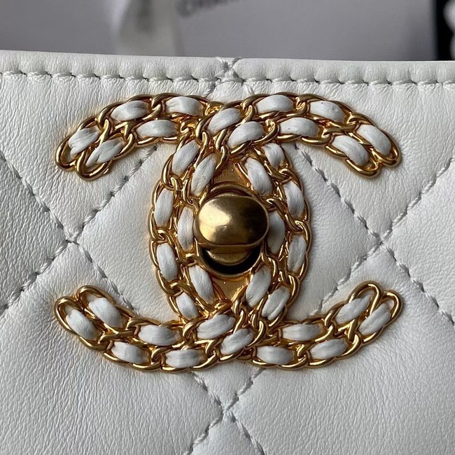 Chanel Lambskin Shoulder Bag AS2977 white