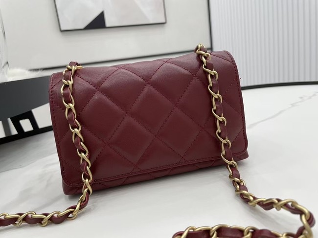 Chanel Flap Lambskin Shoulder Bag AS2556 Burgundy