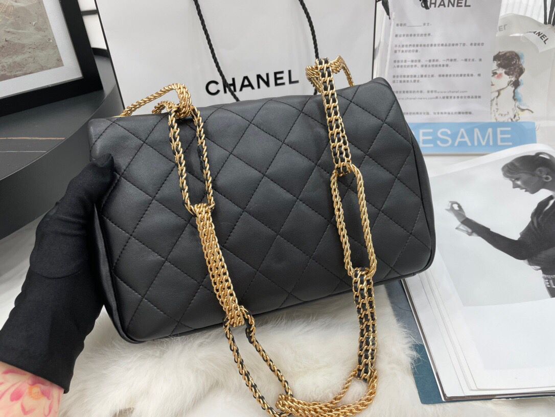 Chanel Flap Original Lambskin Shoulder Bag AS2975 AS2976 Black