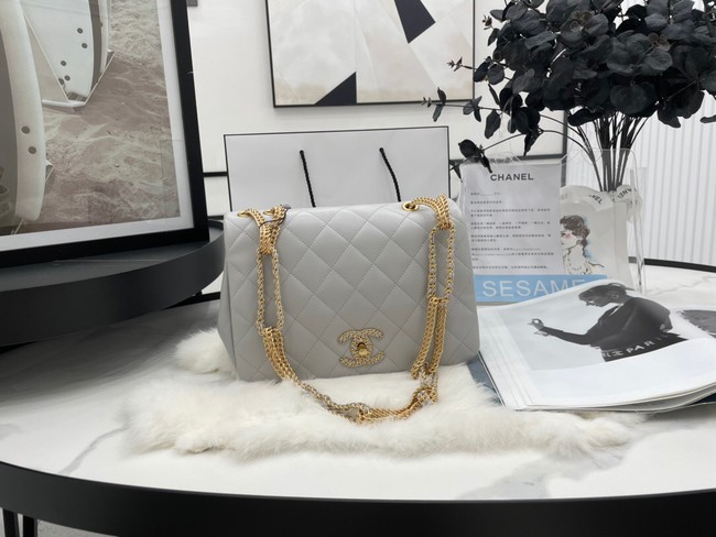 Chanel Flap Lambskin Shoulder Bag AS2975 light gray