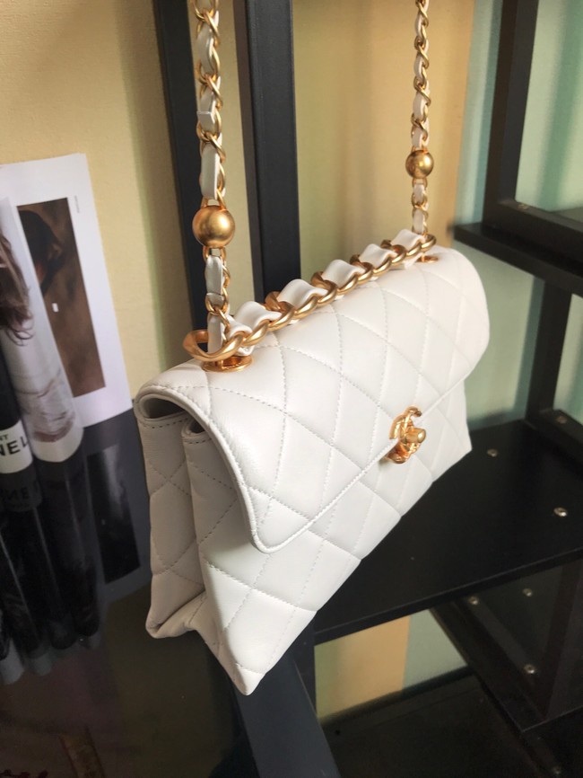 Chanel Flap Lambskin Shoulder Bag AS1267 white