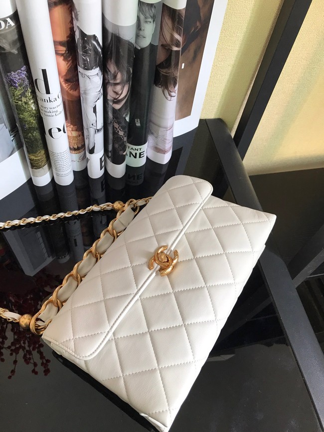 Chanel Flap Lambskin Shoulder Bag AS1267 white