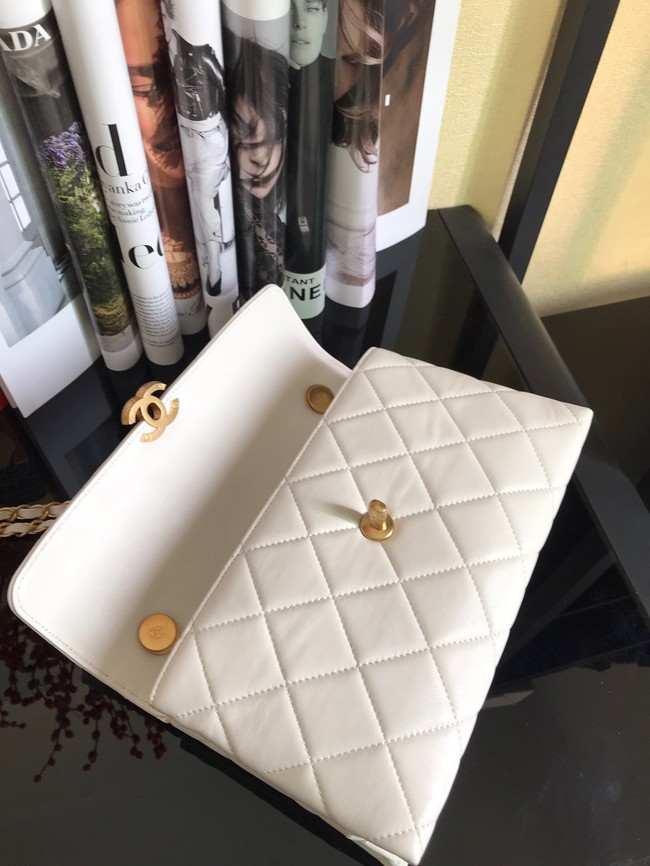 Chanel Flap Lambskin Shoulder Bag AS1267 white