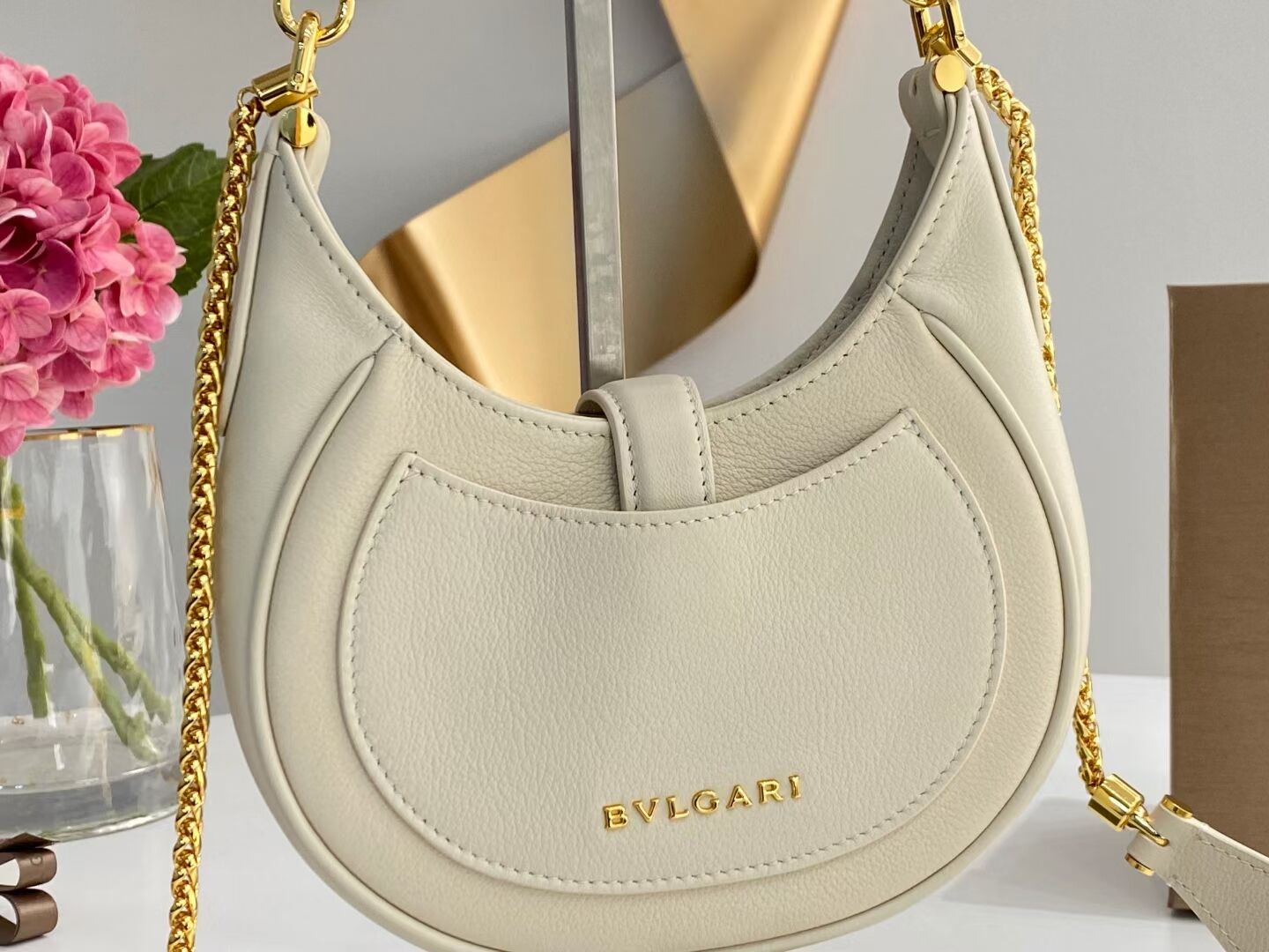 BVLGARI Shoulder Bag Calfskin Leather B281632 white