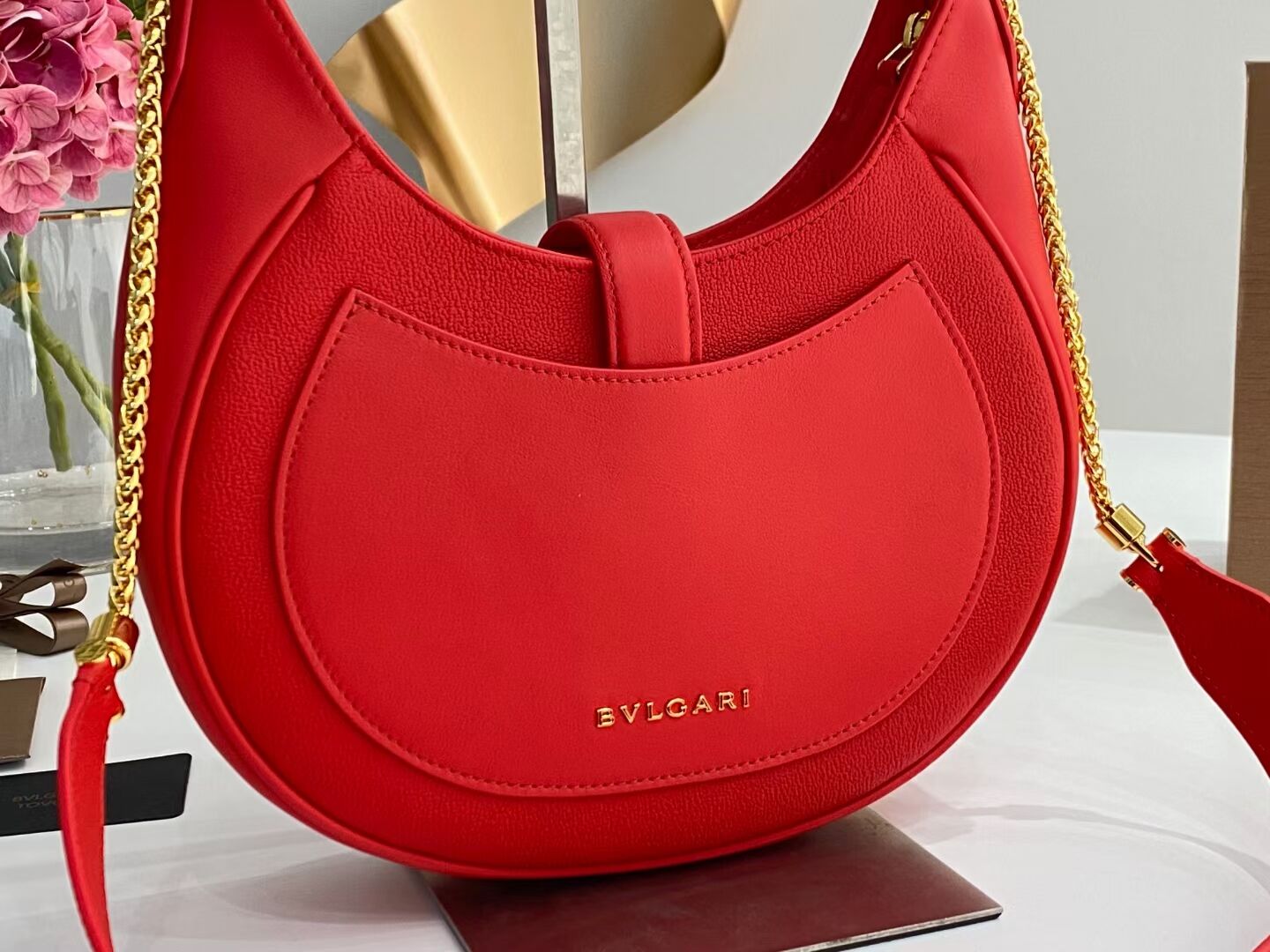 BVLGARI Shoulder Bag Calfskin Leather B281640 red