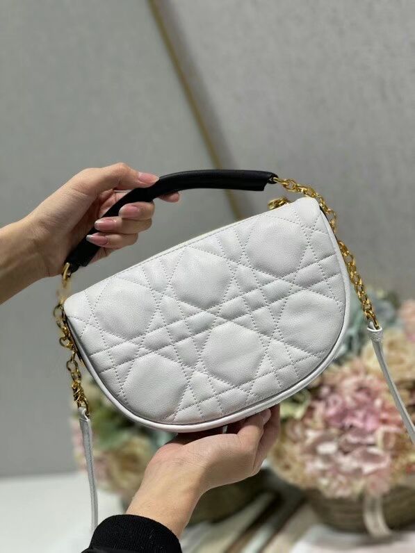 DIOR Shoulder Bag Cannage Lambskin C0617 white