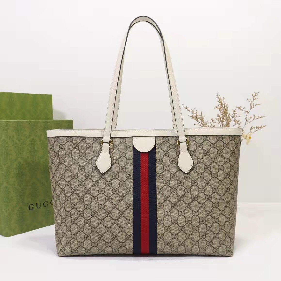 Gucci Ophidia series medium GG Tote Bag 631685 WHITE