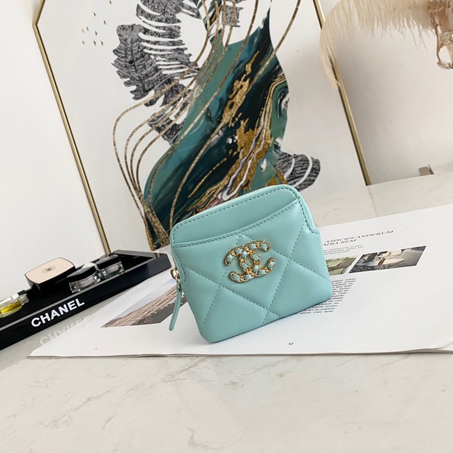 Chanel 19 Zip Card bag 82086 light blue