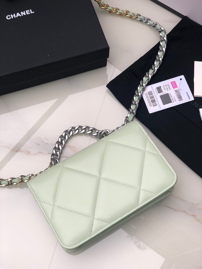 Chanel 19 Classic Sheepskin Leather Chain Wallet AP0957 light green& silver-Tone Metal