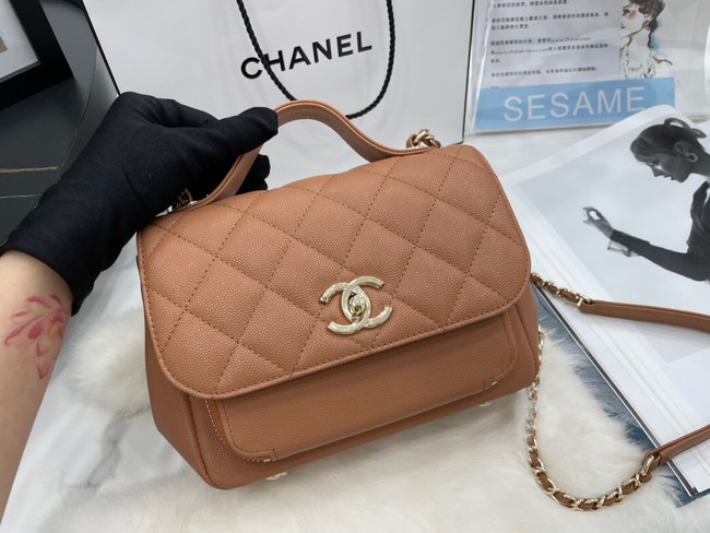 Chanel small flap bag Calfskin & Gold-Tone Metal A93749 brown