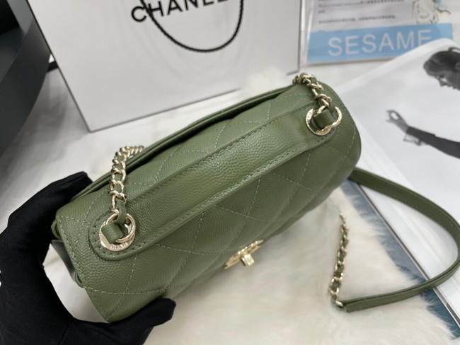 Chanel small flap bag Calfskin & Gold-Tone Metal A93749 green