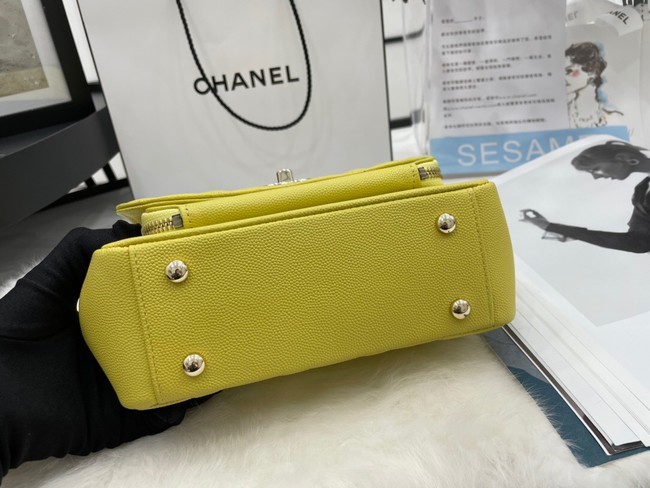 Chanel small flap bag Calfskin & Gold-Tone Metal A93749 lemon