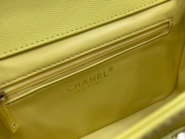 Chanel small flap bag Calfskin & Gold-Tone Metal A93749 lemon