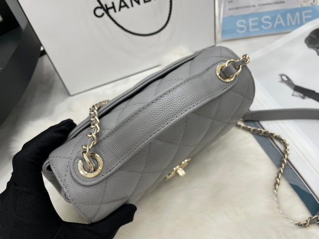 Chanel small flap bag Calfskin & Gold-Tone Metal A93749 light gray