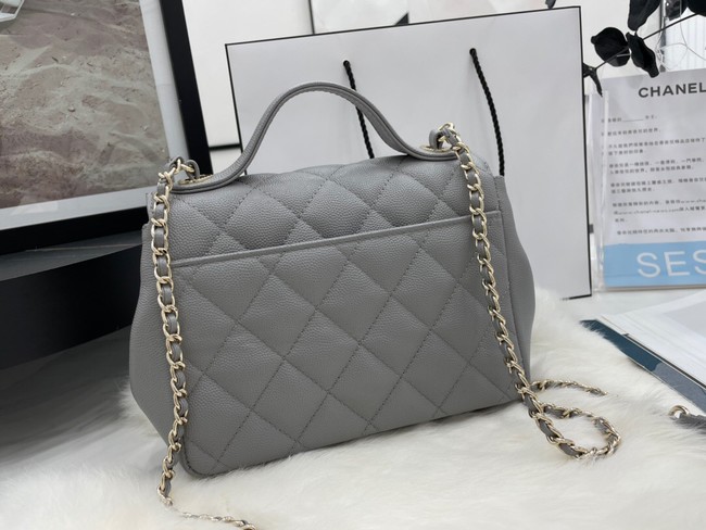 Chanel small flap bag Calfskin & Gold-Tone Metal A93749 light gray