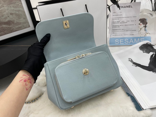 Chanel small flap bag Calfskin & Gold-Tone Metal A93749 sky blue