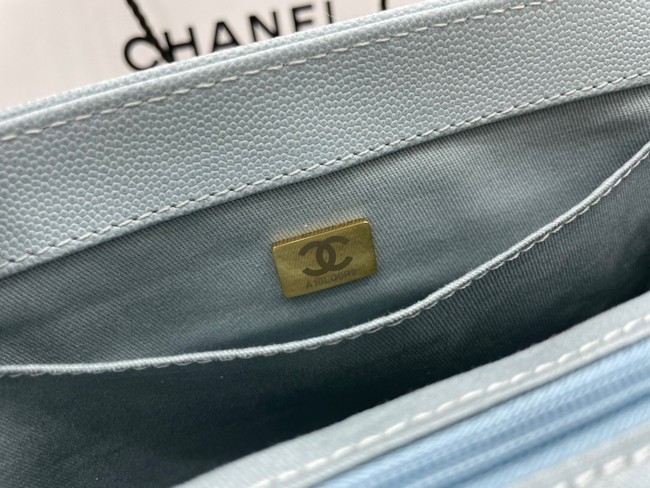 Chanel small flap bag Calfskin & Gold-Tone Metal A93749 sky blue