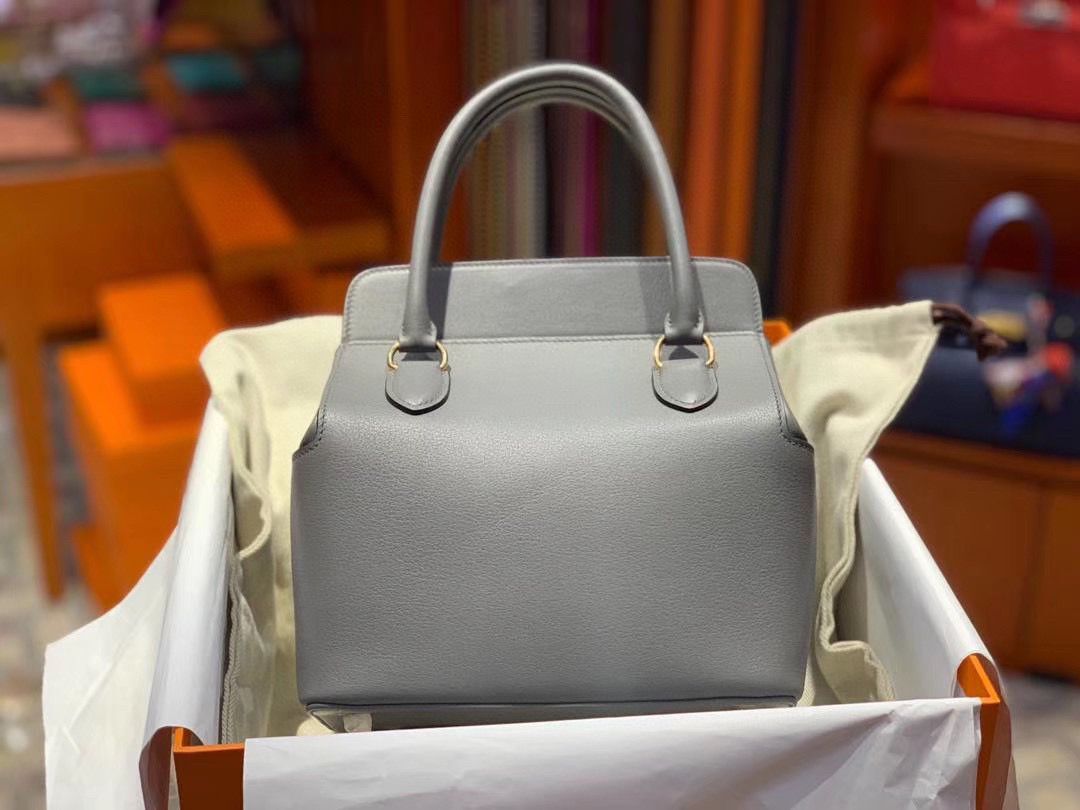 Hermes Toolbox Togo Bag Original Leather 3259 Gray