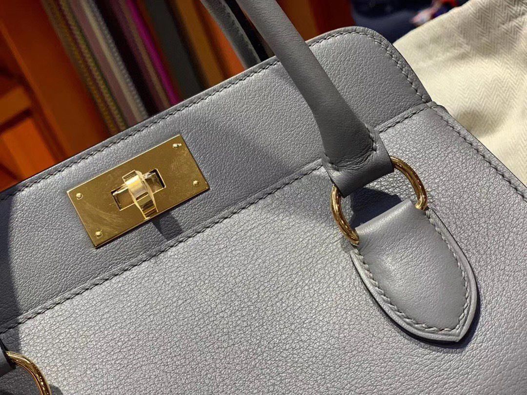 Hermes Toolbox Togo Bag Original Leather 3259 Gray