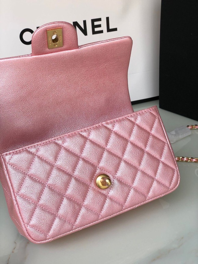 CHANEL mini flap bag with top handle AS2431 rose