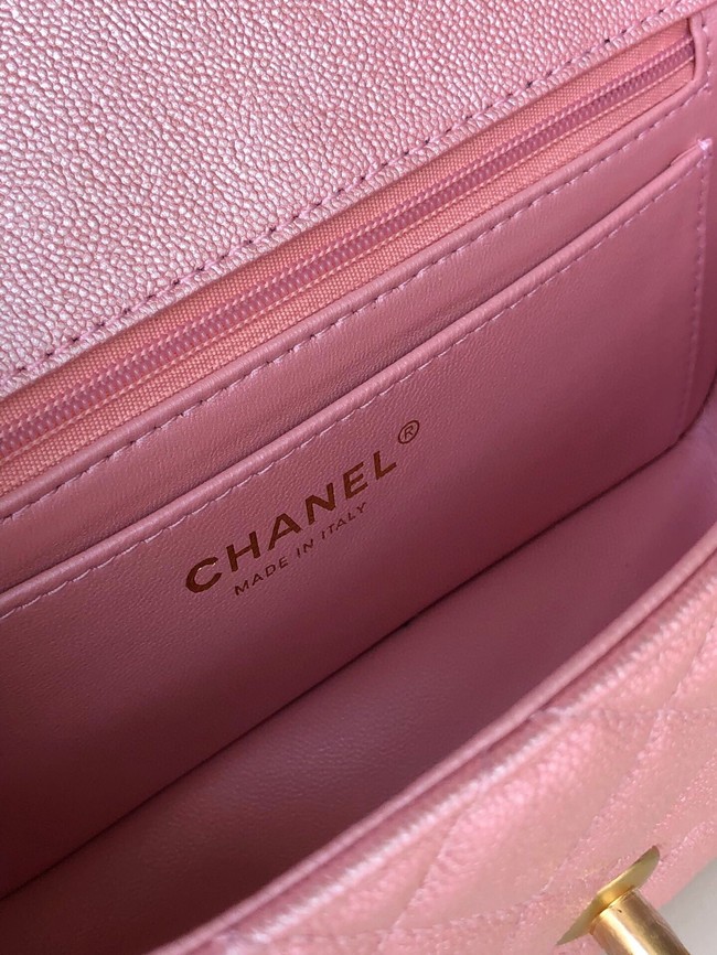 CHANEL mini flap bag with top handle AS2431 rose