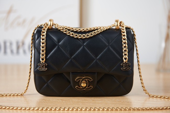 Chanel Flap Lambskin mini Shoulder Bag AS3113 black