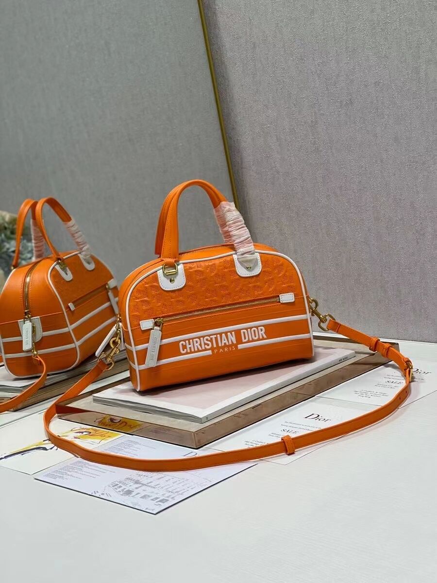 DIOR medium Embossing leather tote Bag A9200 orange