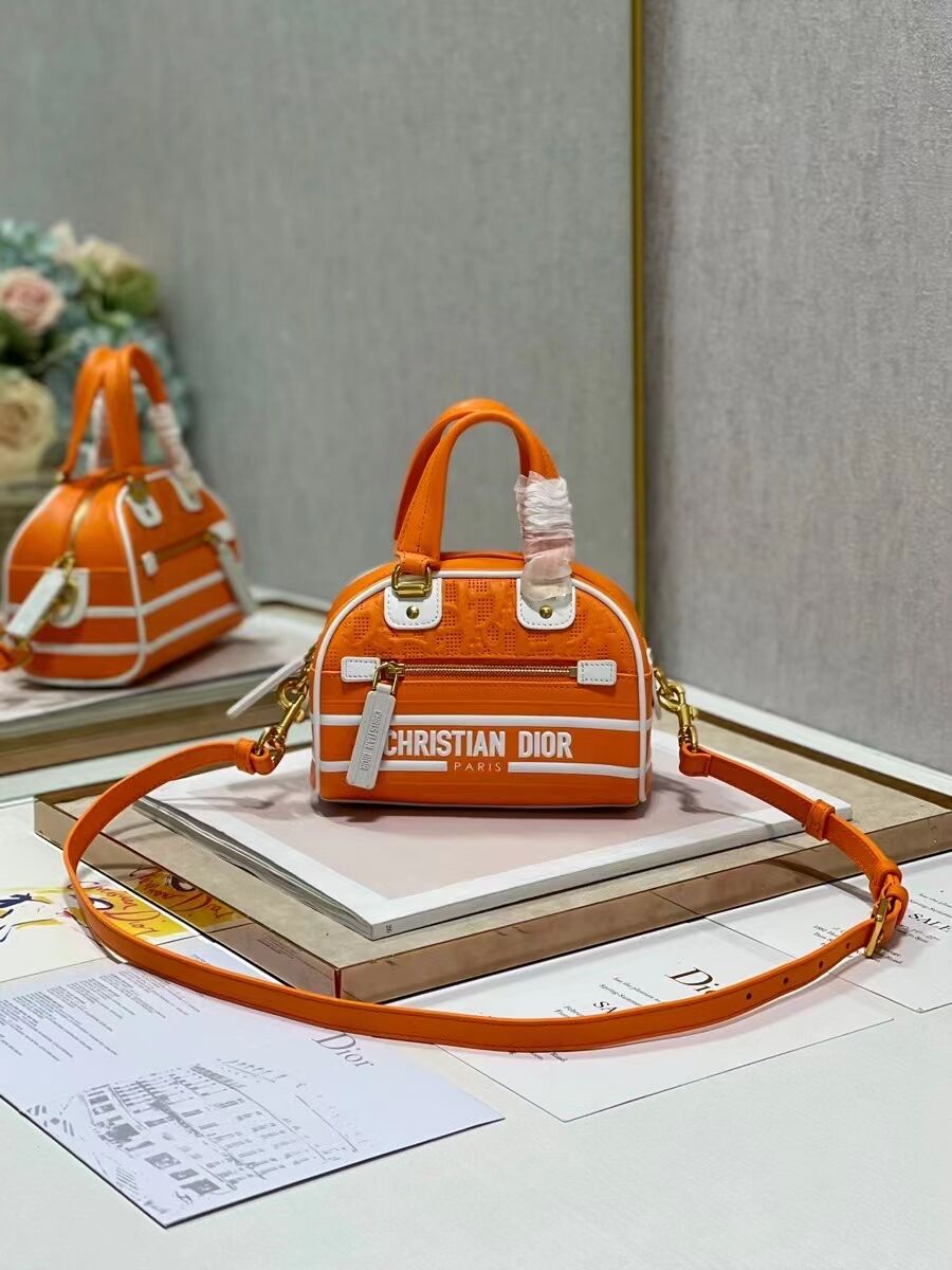 DIOR small Embossing leather tote Bag C9201 orange