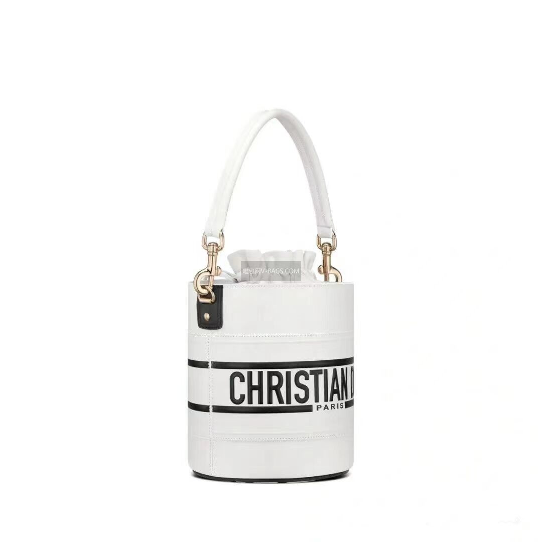 Dior Bubble Maple Leaf Calfskin Bucket Bag C9300 white