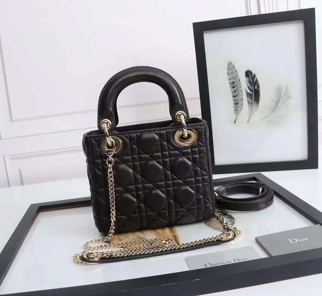 MINI LADY DIOR BAG Lambskin M0566OE black&gold