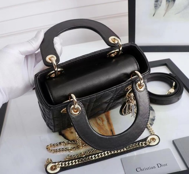 MINI LADY DIOR BAG Lambskin M0566OE black&gold