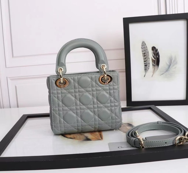 MINI LADY DIOR BAG Lambskin M0566OE gray&gold