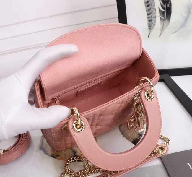 MINI LADY DIOR BAG Lambskin M0566OE pink&gold