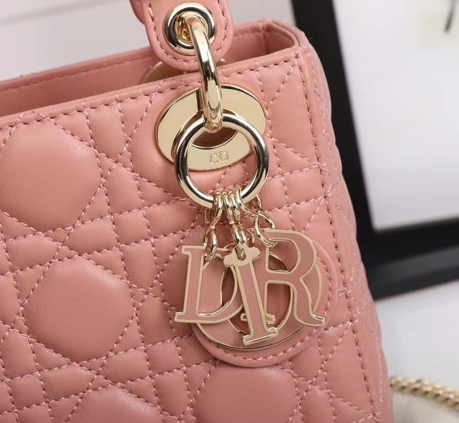 MINI LADY DIOR BAG Lambskin M0566OE pink&gold