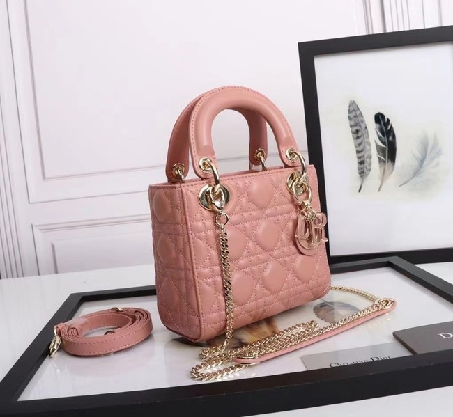 MINI LADY DIOR BAG Lambskin M0566OE pink&gold