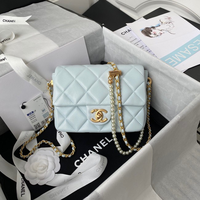 Chanel Lambskin Flap Shoulder Bag Original leather AS2855 light blue