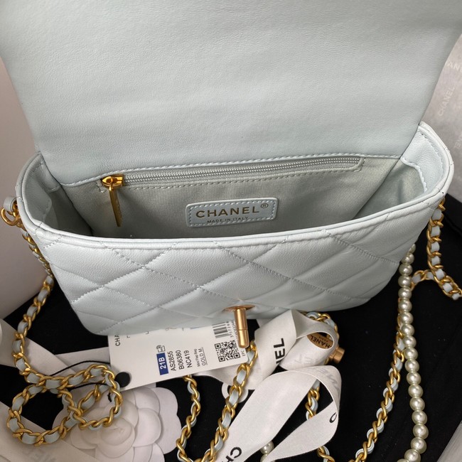 Chanel Lambskin Flap Shoulder Bag Original leather AS2855 light blue