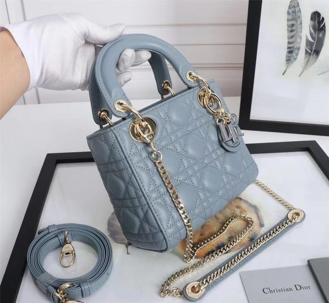 MINI LADY DIOR BAG Lambskin M0566OE light blue