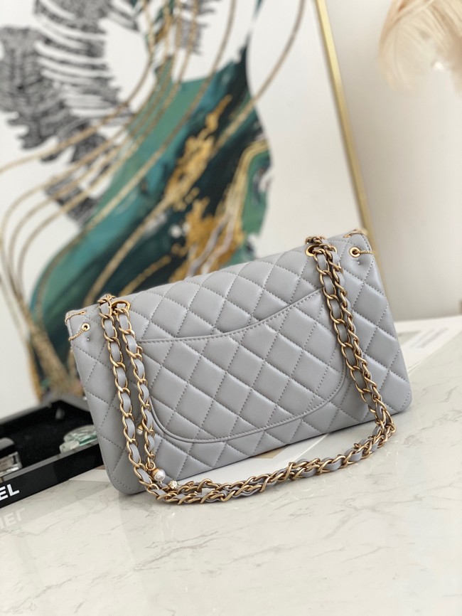 chanel classic handbag Lambskin& gold Metal AS1112 gray