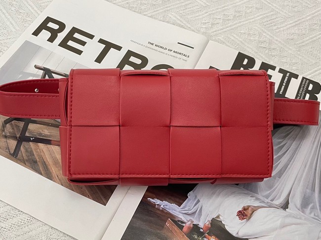 Bottega Veneta CASSETTE Mini intreccio leather belt bag 651053 TOMATO