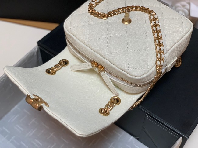 Chanel Grained Calfskin Backpack Original Leather AS3108 white