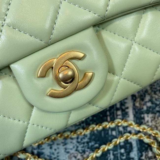 Chanel Flap Lambskin Shoulder Bag 1115 light green