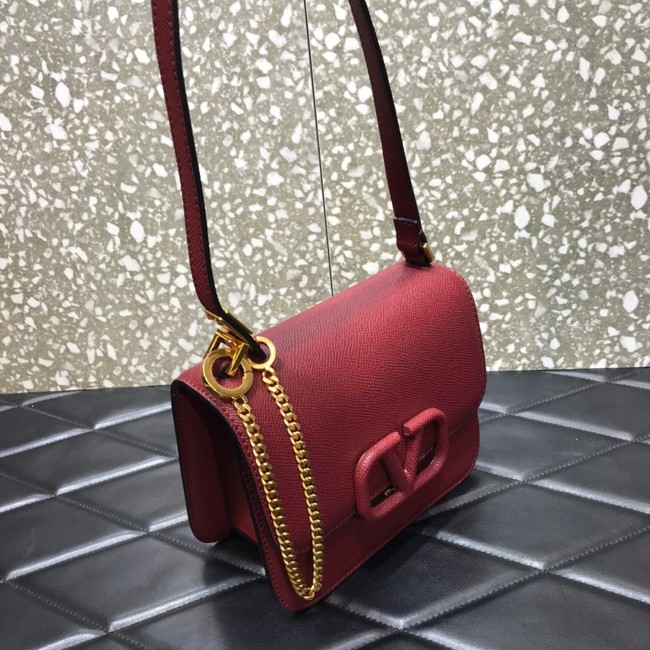 VALENTINO GARAVANI Stud Sign Grained Calfskin Shoulder Bag 0808 Burgundy