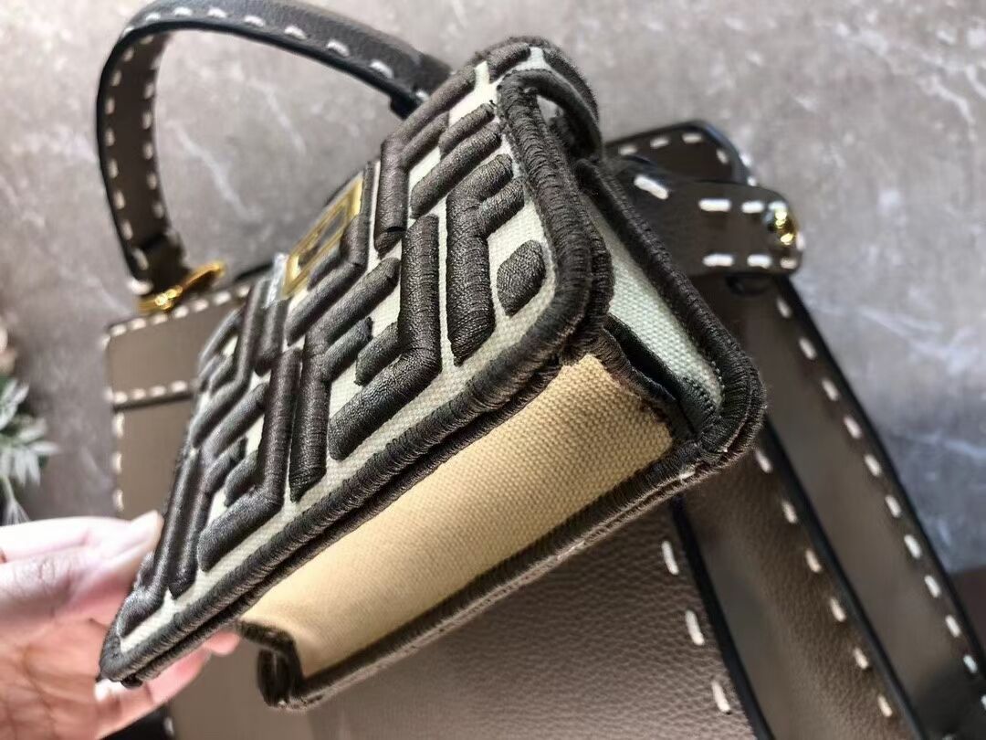 Fendi Peekaboo ISeeU MEDIUM leather bag F8637 gray